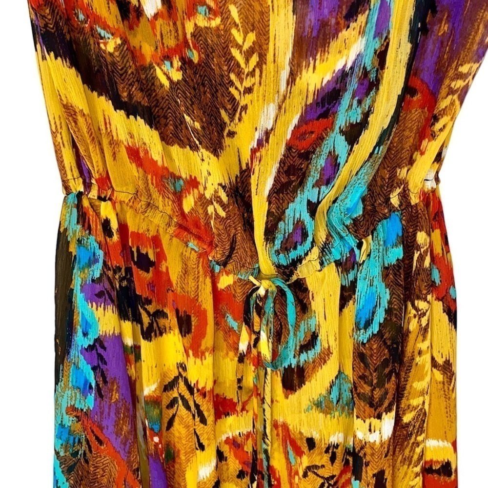 COCO BIANCO Top Cut Out Cold Shoulder Elastic Waist Golds Browns Blues Women L - Picture 3 of 7